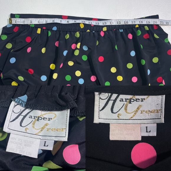 Vintage 80's Polkadot Two Piece Top Skirt Set / Sz L/XL Plus Size / Retro - Picture 7 of 7